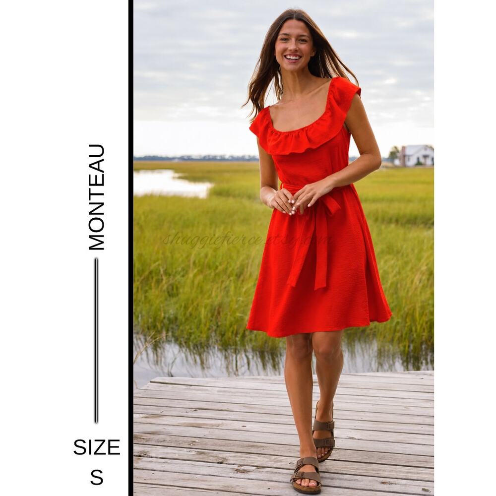MSRP: $68 | ✨ Monteau Los Angeles Orange Tie-Waist Dress – Size S ✨SAME DAY SHIP